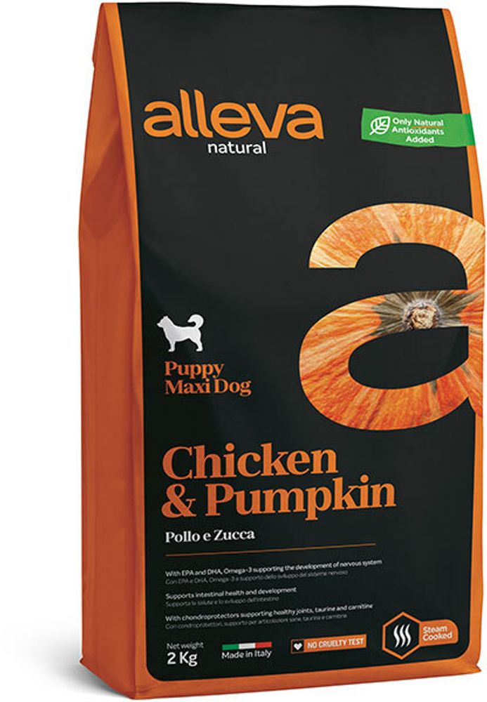 Alleva Natural Chicken &amp; Pumpkin Puppy Maxi, сухой (12 кг)