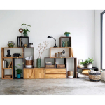 Полка ЭДГАР 70х28х35 см модульная из массива дуба цвет серый масло