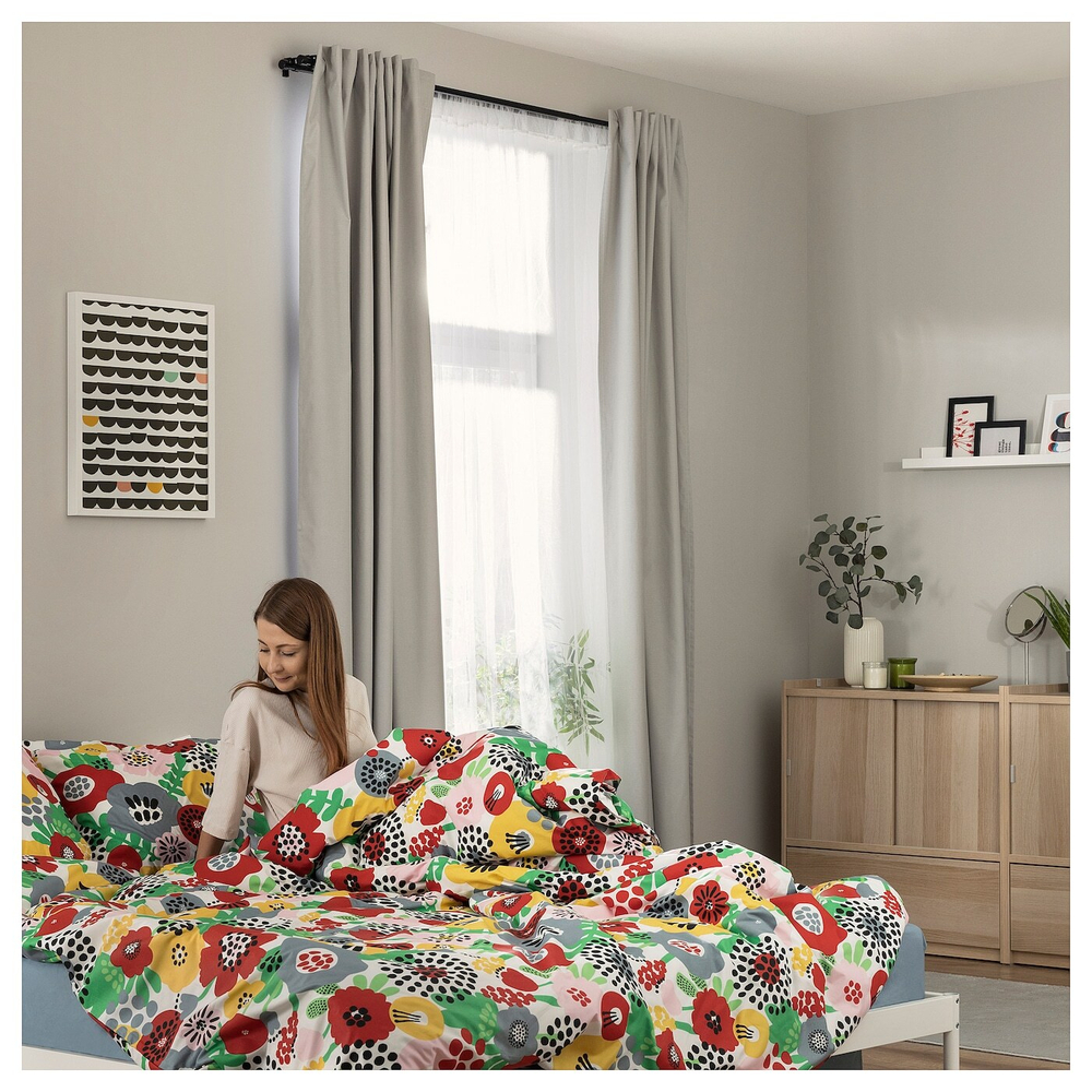 IKEA BRUKSVARA  (ИКЕА БРУКСВАРА)  -  Штора, 1 шт, на ленте/серая, 140x250 см