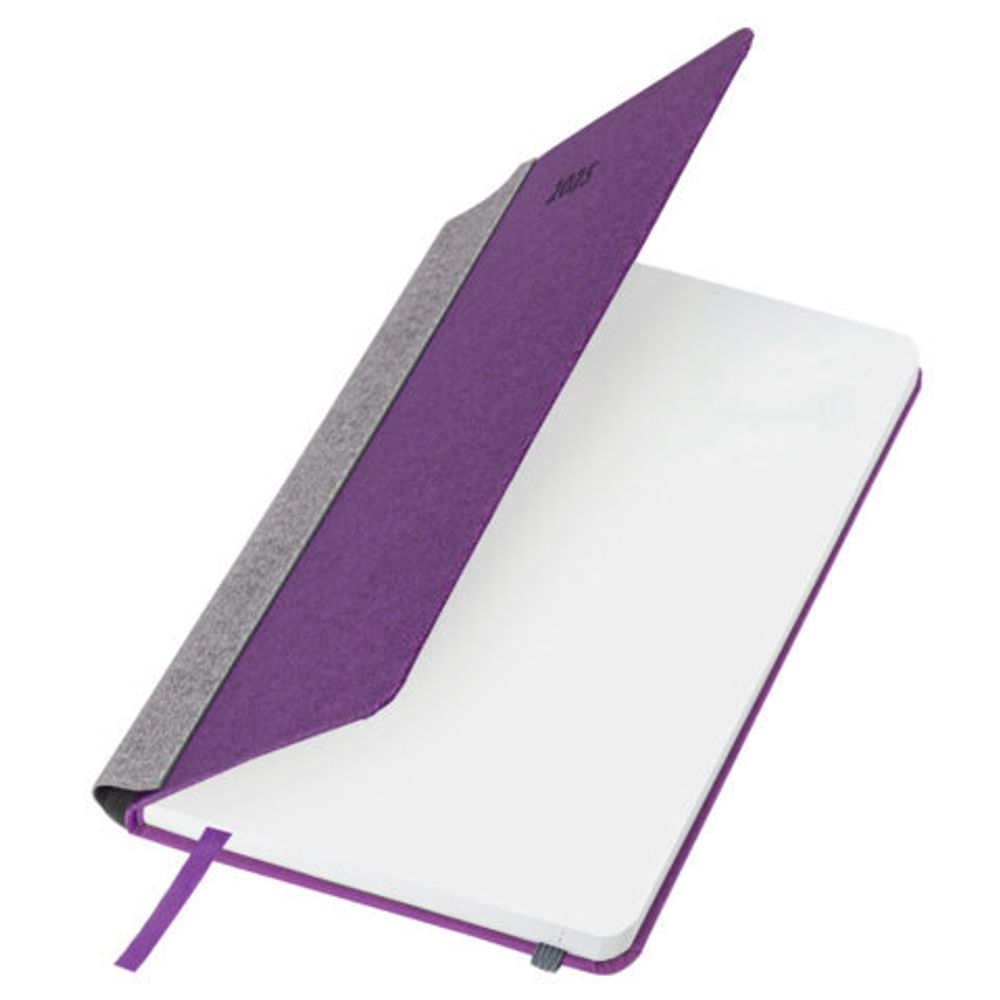 Ежедневник датированный 2025 А5 138x213 мм, BRAUBERG "Mosaic", под кожу, карман для ручки, резинка-фиксатор, фиолетовый, 115836