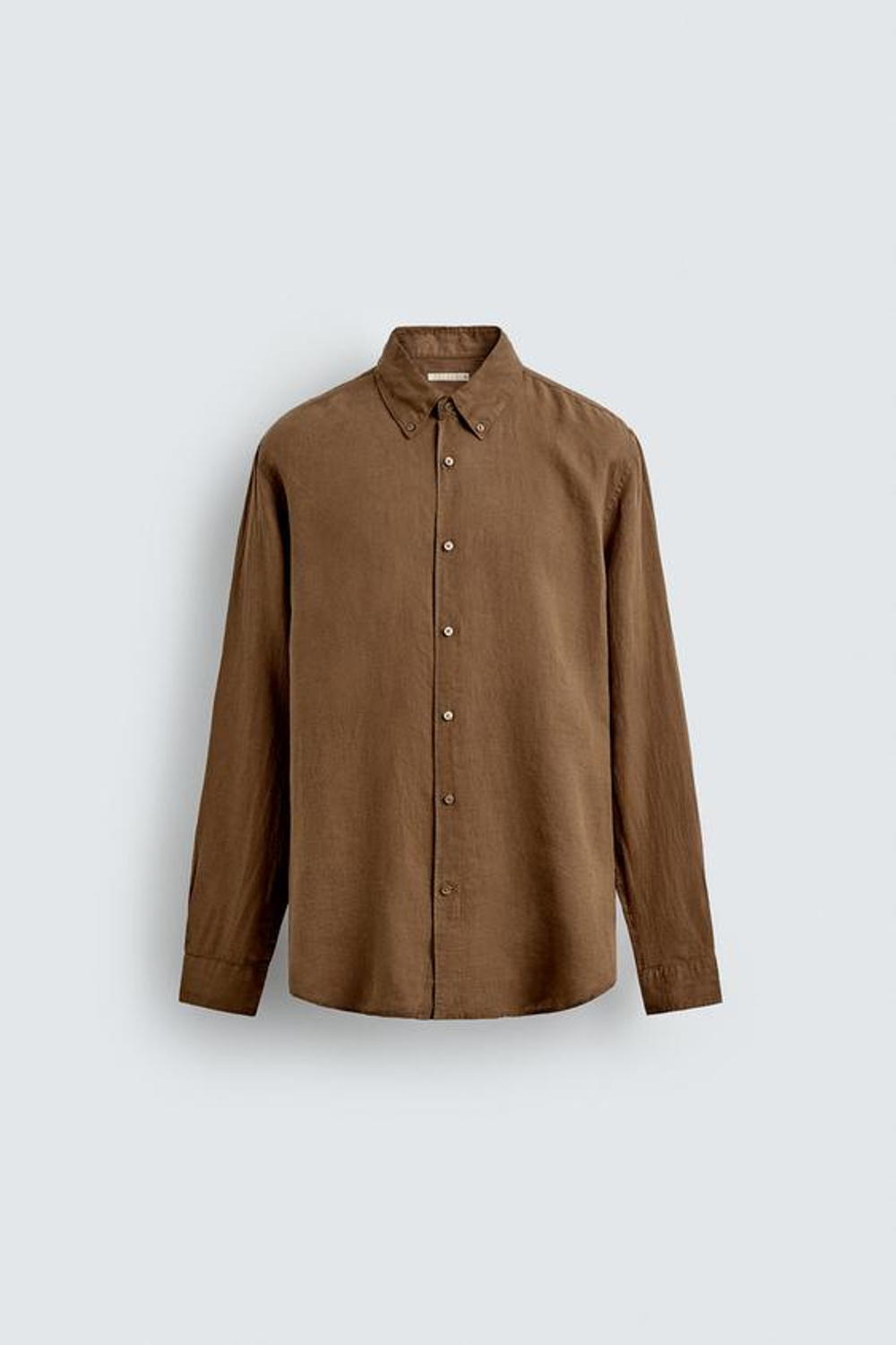 ZARA РУБАШКА ИЗ 100% ЛЬНА, КАРАМЕЛЬНЫЙ