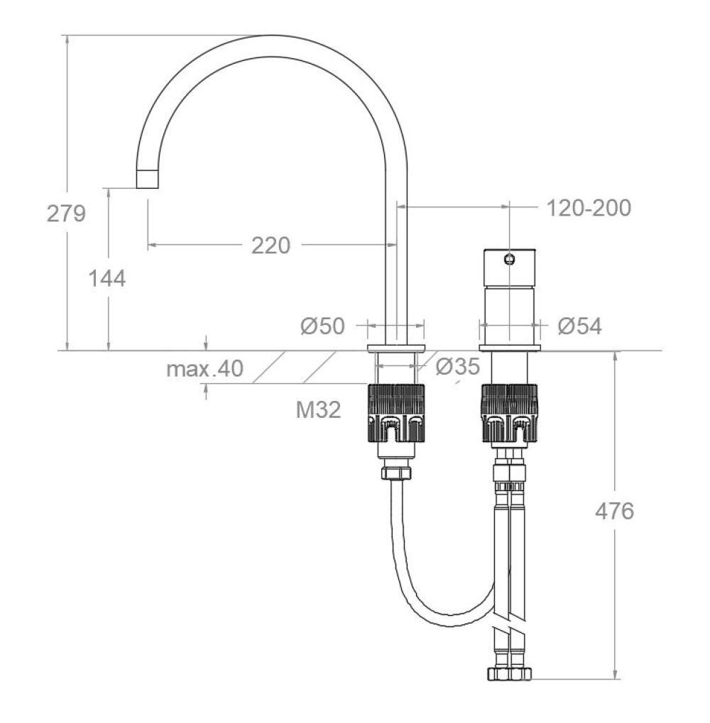 Смеситель для раковины однорычажный на 2 отверстия ODISEA 394702NM чёрный