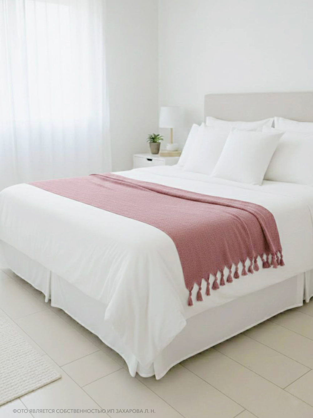 Плед-покрывало из хлопка Berlino, цвет Сухая роза