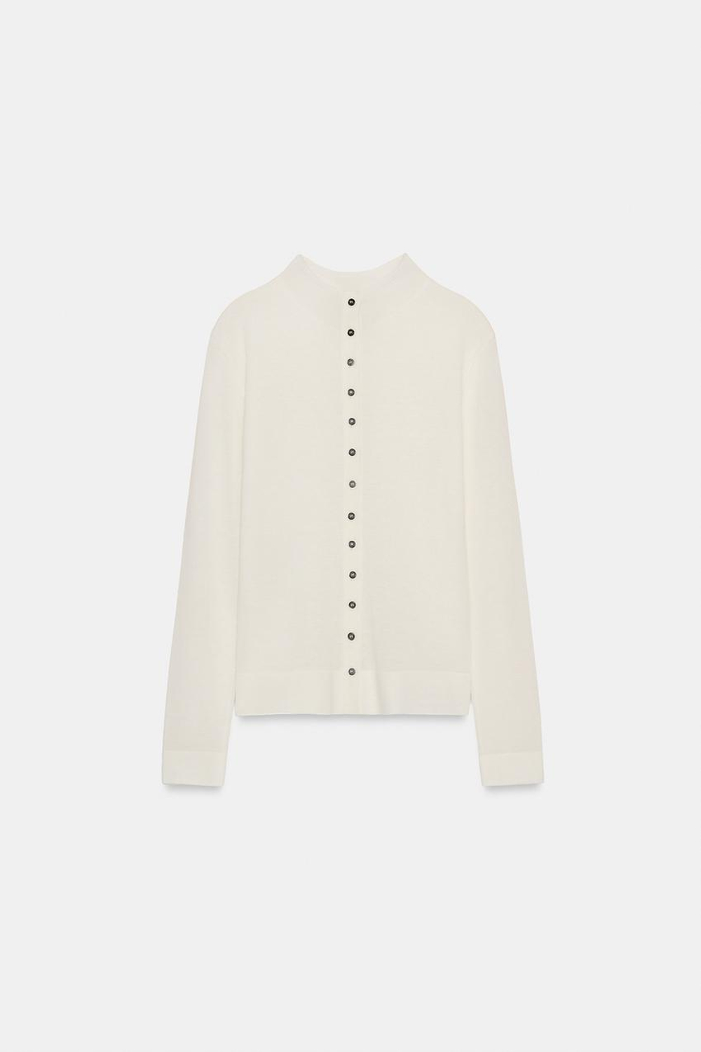 ZARA КАРДИГАН ИЗ СВЕРХТОНКОГО ТРИКОТАЖА, ЭКРЮ