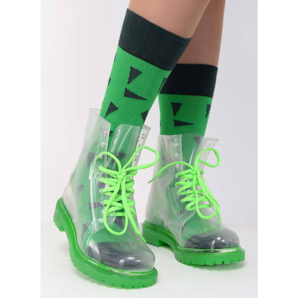 Прозрачные резиновые ботинки женские Invisible-Shoes зеленые