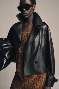 ZARA КОЖАНАЯ КУРТКА ZW COLLECTION LIMITED EDITION, ЧЕРНЫЙ