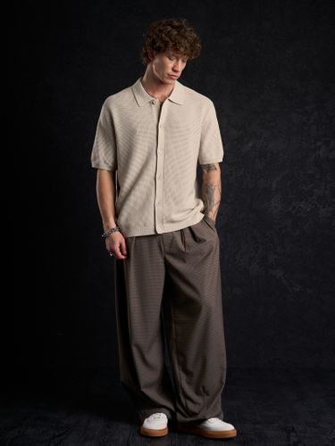 Бежевая трикотажная рубашка Laine с коротким рукавом