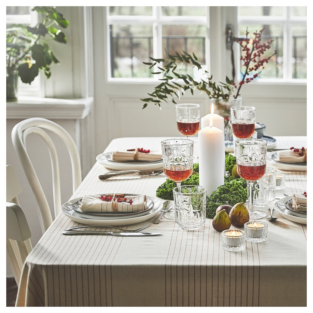 IKEA VIPPSTARR  (ИКЕА ВИППСТАРР)  -  Скатерть, полосатый узор, красный/натуральный, 150x150 см