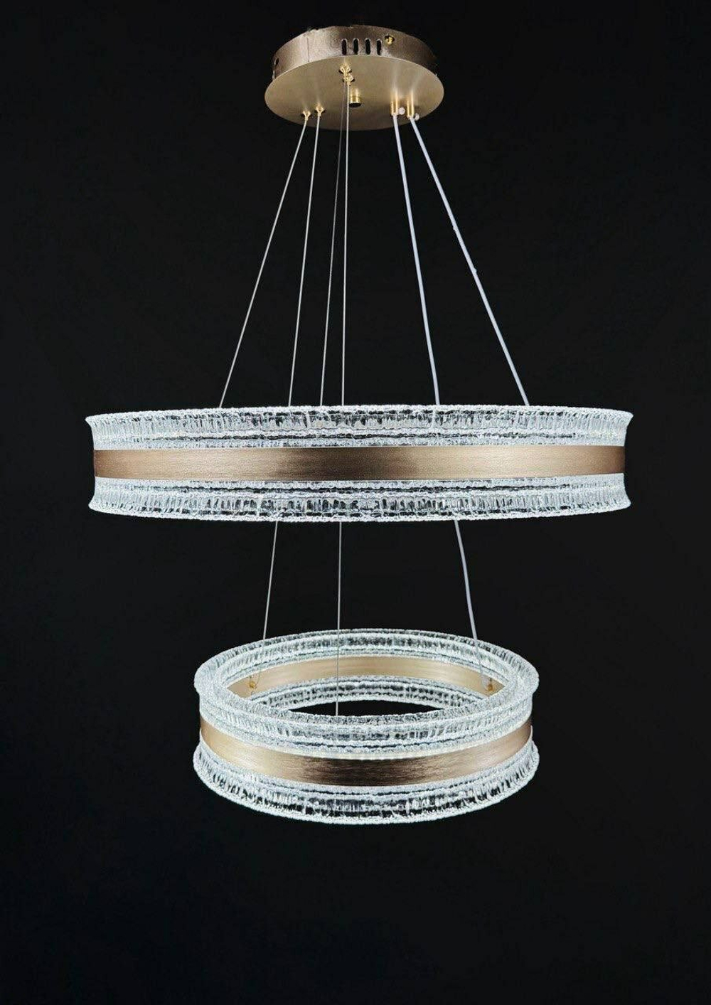 Люстра подвесная светодиодная Lanbos, 2 LED лампы, 110 Вт, золото