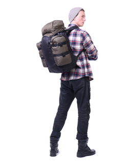 Рюкзак туристический Prival Кузьмич 55, Чёрный + хаки