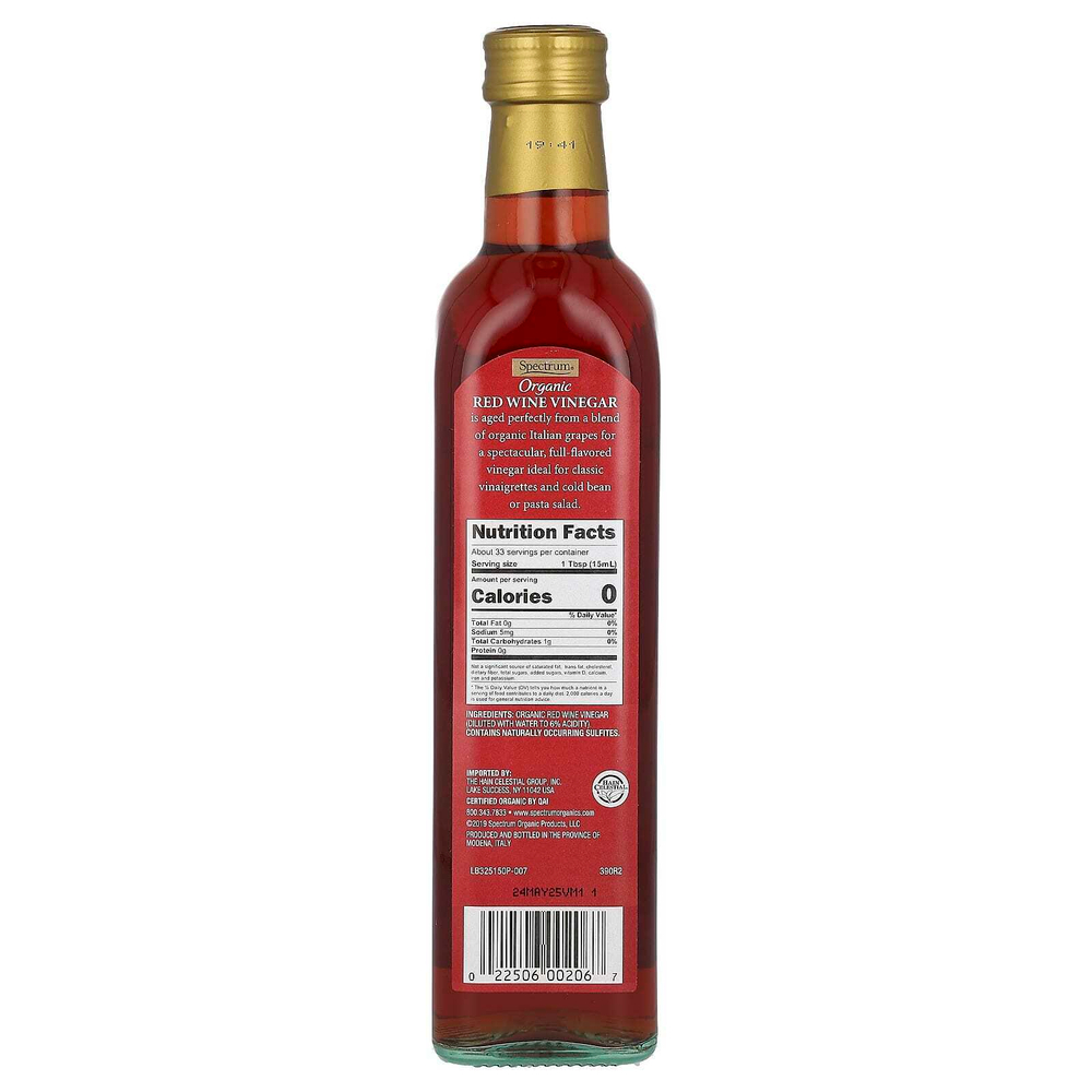 Spectrum Culinary, органический красный винный уксус, 500 мл (16,9 жидк. унции)