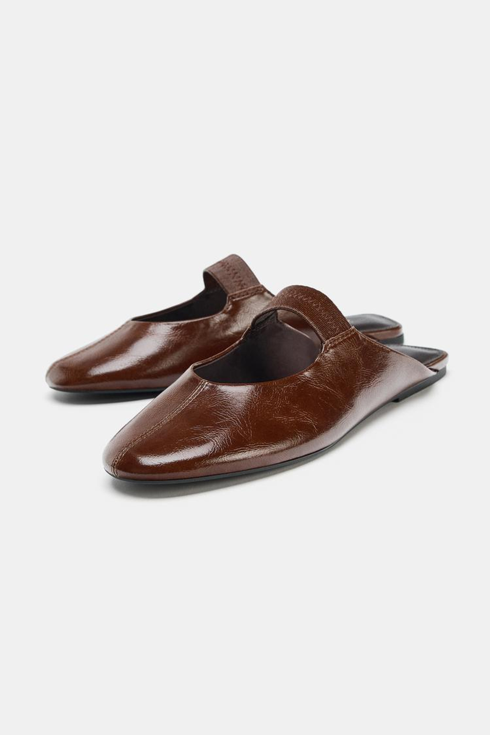 ZARA БАЛЕТКИ-МЮЛИ, КОРИЧНЕВЫЙ