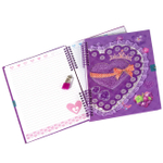 Блокнот 18,5 см * 27 см, гребень, Alingar, ламинация, глиттер, аппликация, замочек, 55 л., "Кружевное сердце", фиолетовый