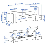 3-местный диван и шезлонг - IKEA JÄTTEBO/JATTEBO,  87x160x310см, бежевый, ЙЕТТЕБО