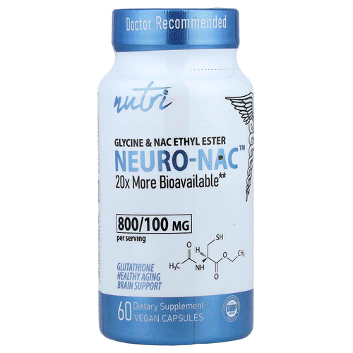 Nutri, NEURO-NAC ™, этиловый эфир глицина и NAC, 60 веганских капсул