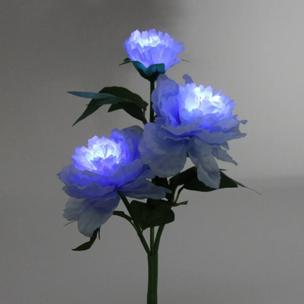 Светильник на солн.батарее (фигура на спице с подсветкой) «Великолепная роза» 73 см, Голубой (свечение белое)