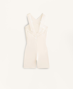 Oysho Укороченный компрессионный комбинезон, экрю