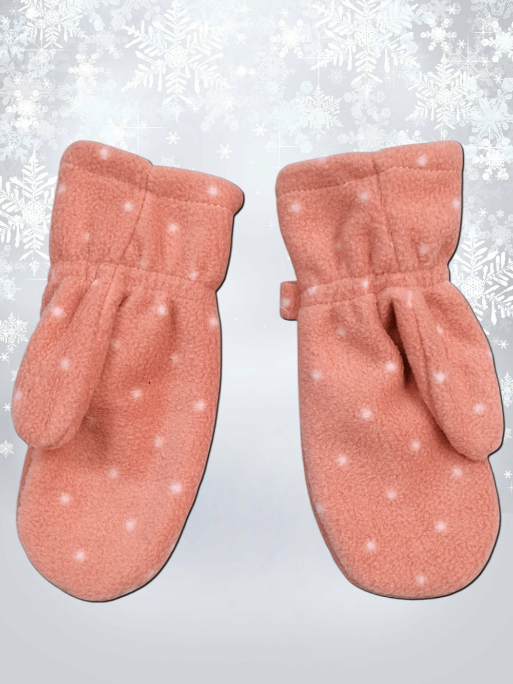 5005 Варежки детские флисовые розовые в крапинку (14)