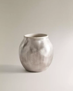 ZARA HOME ВАЗА ИЗ КЕРАМИКИ С БЛЕСТЯЩЕЙ ОТДЕЛКОЙ, СЕРЕБРЯНЫЙ