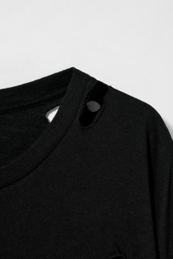 ZARA X KATE MOSS ХЛОПКОВАЯ ФУТБОЛКА, ЧЕРНЫЙ