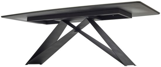 Стол МАРСЕЛЬ 220 REX 769925, Бежевый мрамор, керамика / Черный каркас