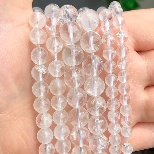 Горный Хрусталь натуральные бусины 4/6/8/10/12 мм, на нитке 38 см
