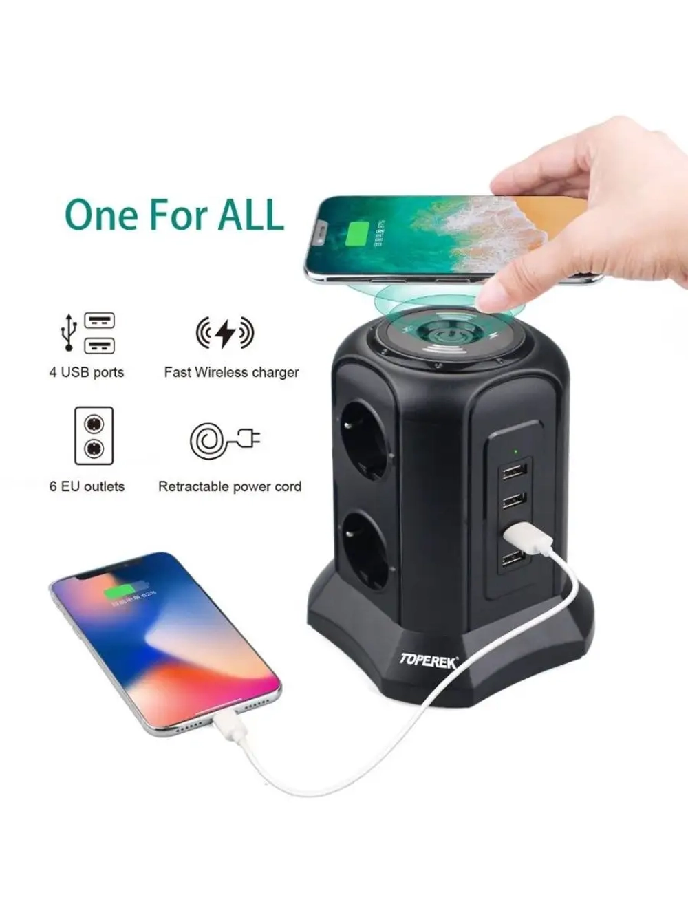Сетевой фильтр с Smart USB и беспроводной зарядкой