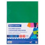 Набор картона и бумаги А4 мелованные (картон 16 л. 8 цветов, бумага 16 л. 16 цветов), BRAUBERG, 113566