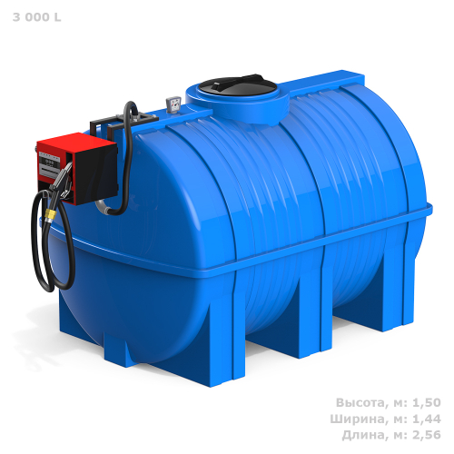 Мини АЗС Cube G 3000 комплектация: топливозаправочная колонка Cube 56/33, бак 3000л, крепеж и соединия Полимер-Групп PIUSI 3000 л. горизонтальная (2561x1440x1500см;) - арт.559153