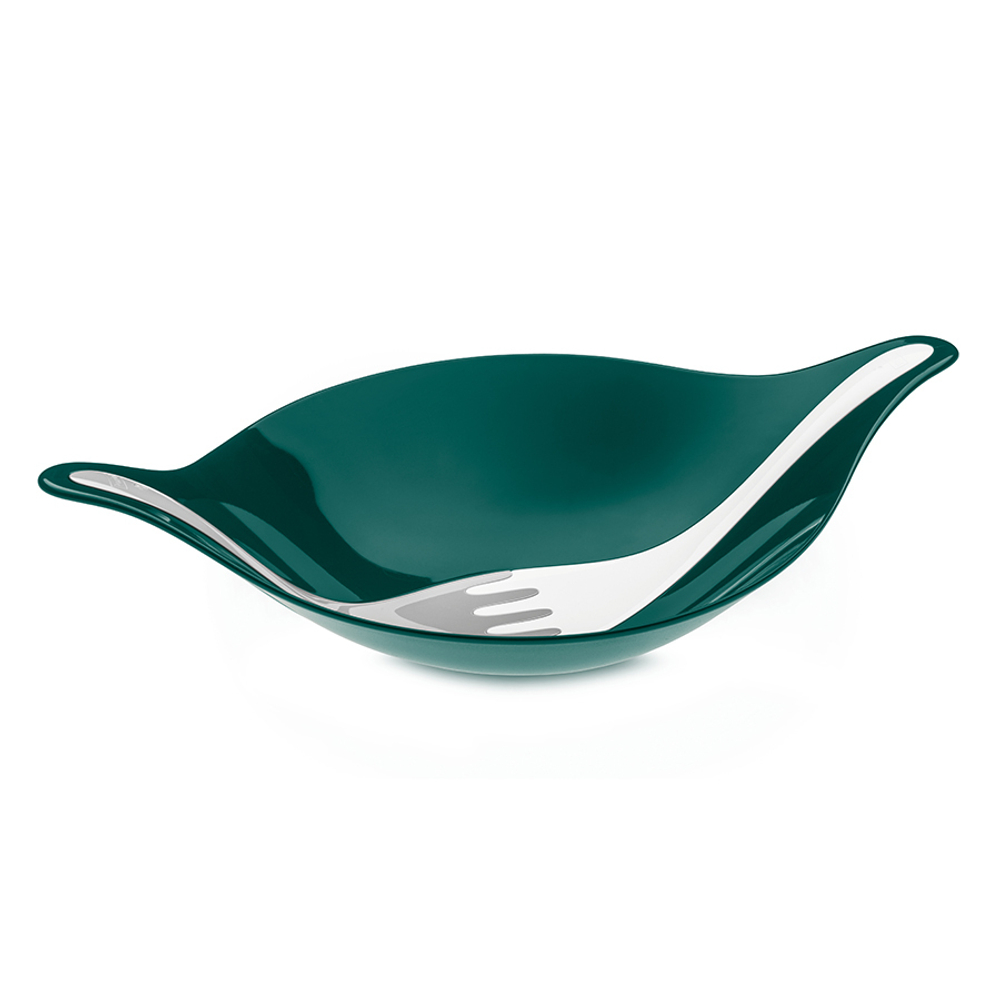 Салатник с приборами leaf, 3 л, бело-зеленый