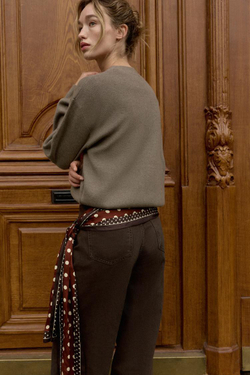 ZARA ОДНОТОННЫЙ СВИТЕР, НЕЙТРАЛЬНЫЙ РОЗОВО-СЕРЫЙ