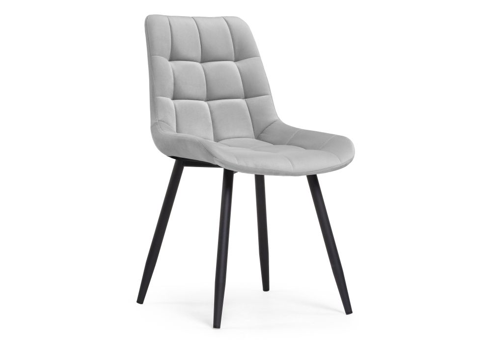Стул на металлокаркасе Челси велюр светло-серый / черный