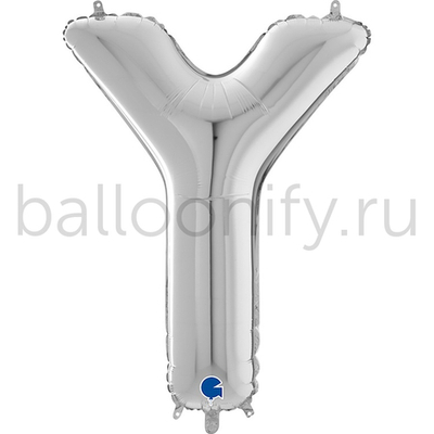 Фольгированная фигура, Буква Y 66 см Silver