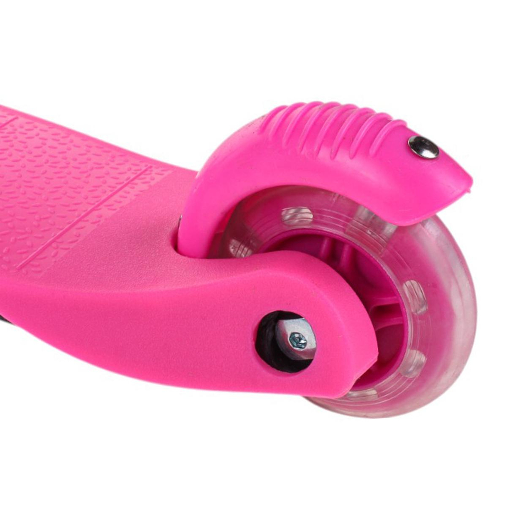 Самокат трехколесный, колеса PVC со светом 110мм, розовый, размер 52х10,5см, ручка металл.съемная