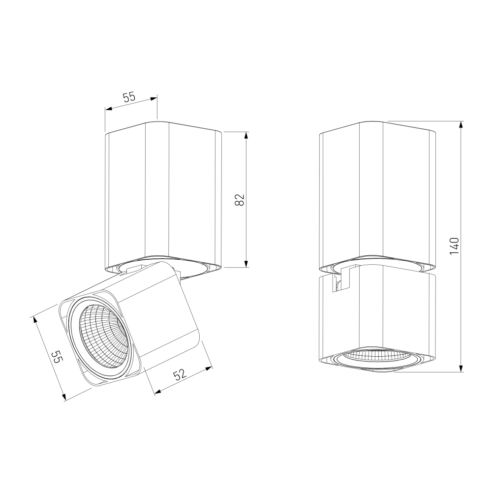 Светильник потолочный поворотный светодиодный Cubus 10W 4000K чёрный 25043/LED