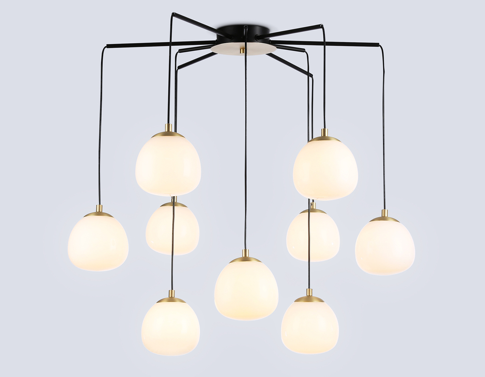 Светильник на штанге LH51001/6+3 SGD/BK/FR золотой песок/черный /белый матовый G9*9 max 28W D750*700