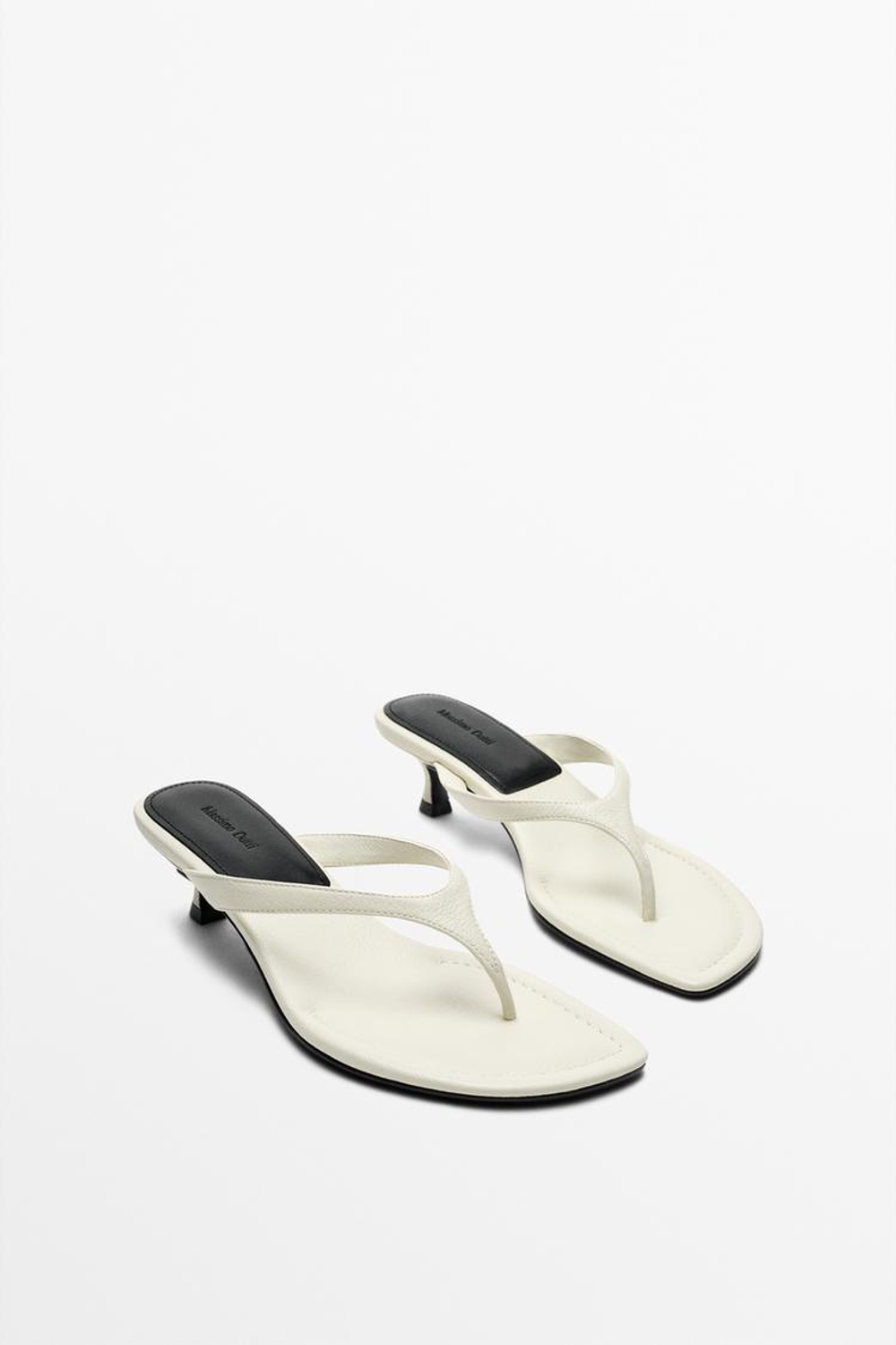 Massimo Dutti Кожаные сандалии на каблуке, белый