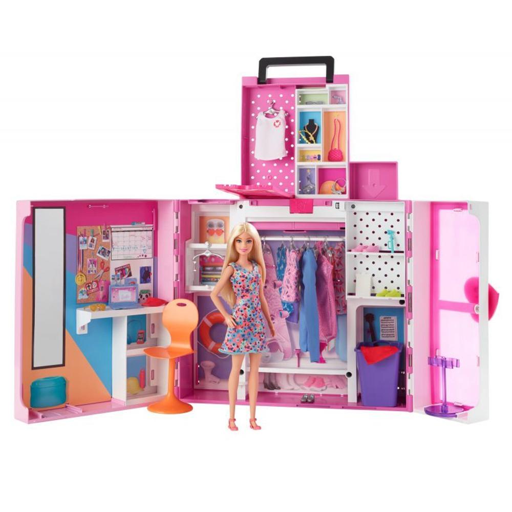 Barbie Fashionistas - Гардеробная Набор Барби с куклой + 36 аксессуаров HGX57