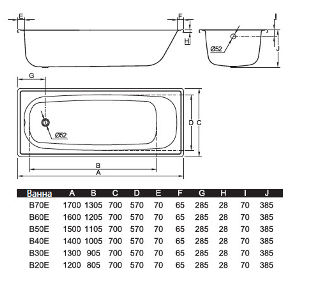 Стальная ванна BLB Europa B40E22001, 140х70