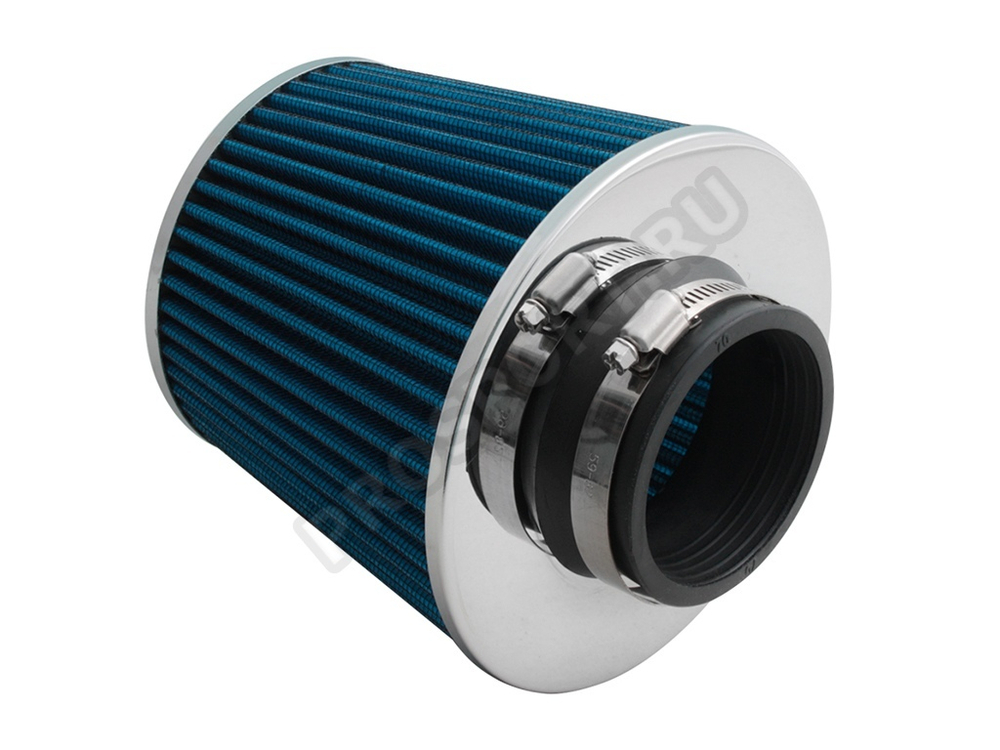 Фильтр воздушный нулевого сопротивления Sport FLOW, синий/хром закрытый D70мм