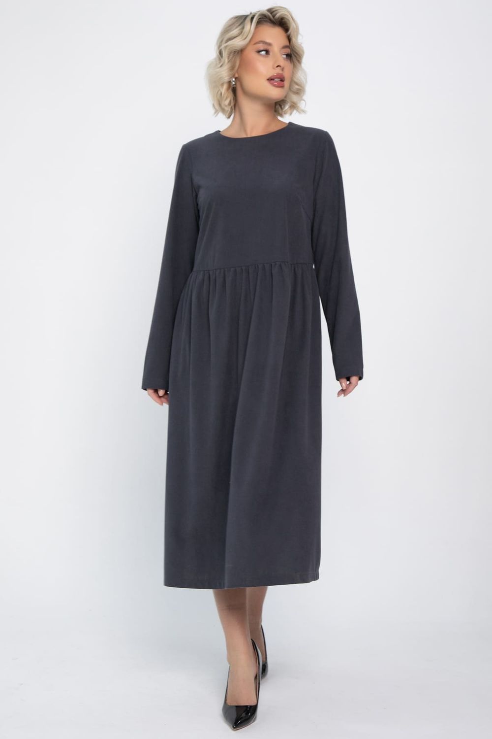 Платье из вельвета Андреа (графит) П14801-25М LT Collection