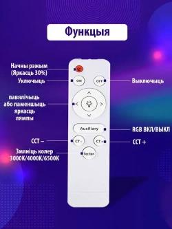 Люстра потолочная светодиодная с пультом, белая, для всех видов потолков, 160W + 8W (RGB)