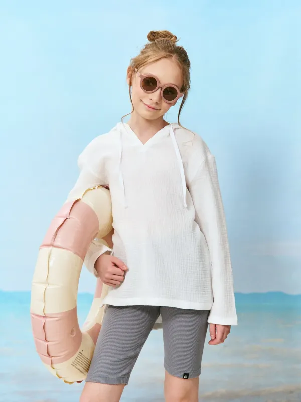 Рубашка муслиновая с капюшоном 