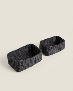 ZARA HOME ПЛЕТЕНАЯ КОРЗИНА, ЧЕРНЫЙ