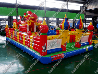 Недорогой батут "Красный дракон" 10*7*3.5 м