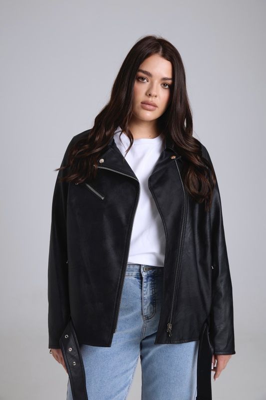 Куртка-косуха из экокожи, черный