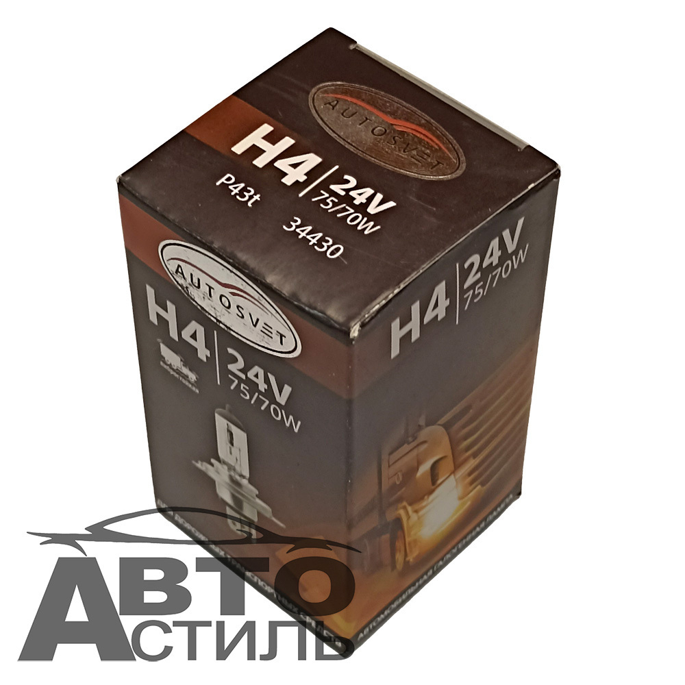Автолампа H4 24V 75/70W Р43t АвтоСвет Standard 34430