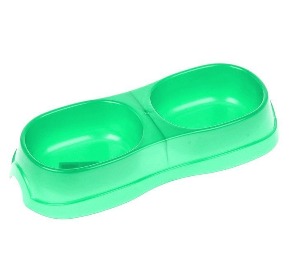HOMECAT Миска пластиковая двойная для кошек, 28*12,5*5 см, 2*300 мл