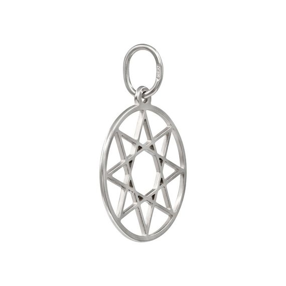 Подвеска Октаграмма - кулон из серебра, вид сзади полубоком