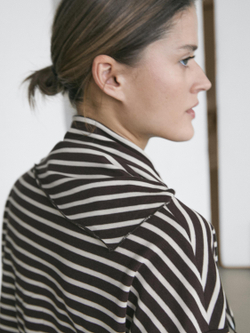 Massimo Dutti Футболка в полоску из смесового хлопка с шарфом, коричневый